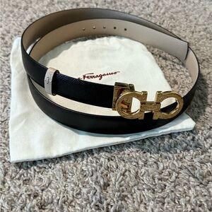 Salvatore Ferragamo Tan and Black Reversible Belt